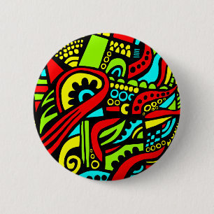 Badge Rond 5 Cm Cartoon Abstrait