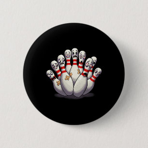 Badge Rond 5 Cm Cartoon Bowling Peur Bowling Pins Drôle Sport Bo