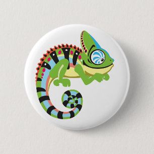 Badge Rond 5 Cm cartoon chameleon