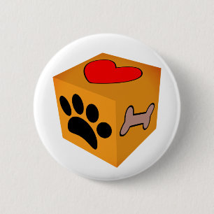 Badge Rond 5 Cm Cartoon Chien Paw Coeur Et Os