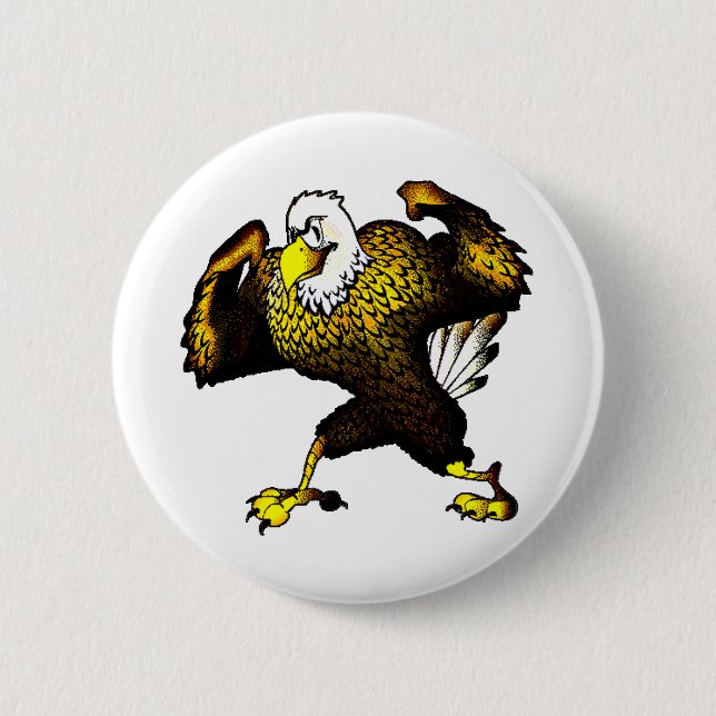 Badge Rond 5 Cm Cartoon Combattre l'aigle (Devant)