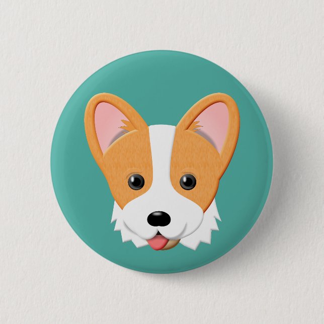 Badge Rond 5 Cm Cartoon Corgi (Devant)