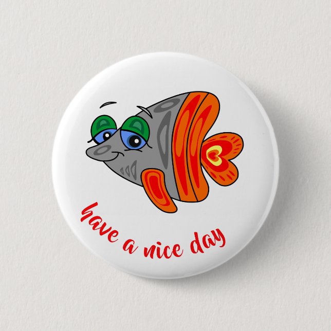 Badge Rond 5 Cm cartoon fisendly orange grey (Devant)