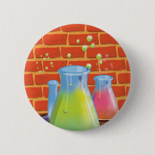 Badge Rond 5 Cm Cartoon Glass Science equipment on a bench