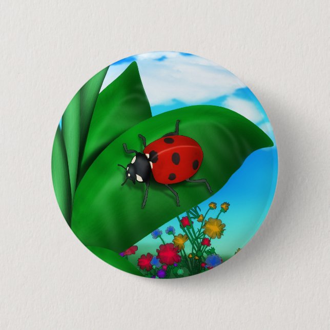Badge Rond 5 Cm Cartoon Lady Bug (Devant)