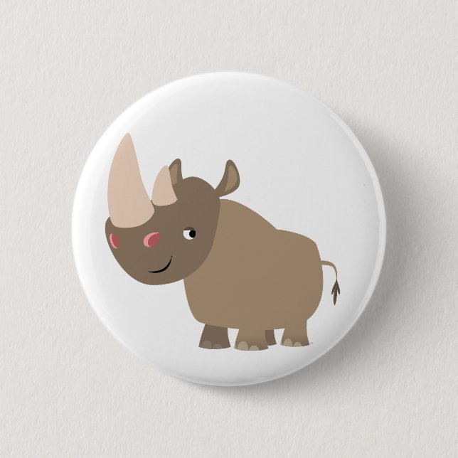 Badge Rond 5 Cm Cartoon Rhino très calme (Devant)