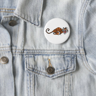 Badge Rond 5 Cm Cartoon Running Tiger
