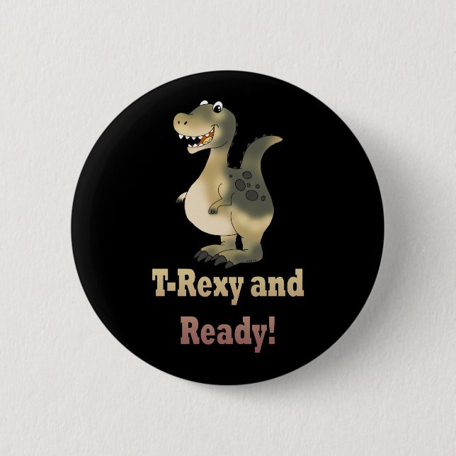 Badge Rond 5 Cm Cartoon T-Rexy et Ready Dino (Devant)