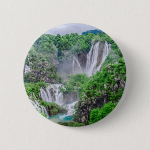 Badge Rond 5 Cm Cascade des lacs Plitvice