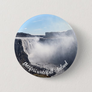 Badge Rond 5 Cm Cascade Dettifoss - Vatnajokull NP - Islande