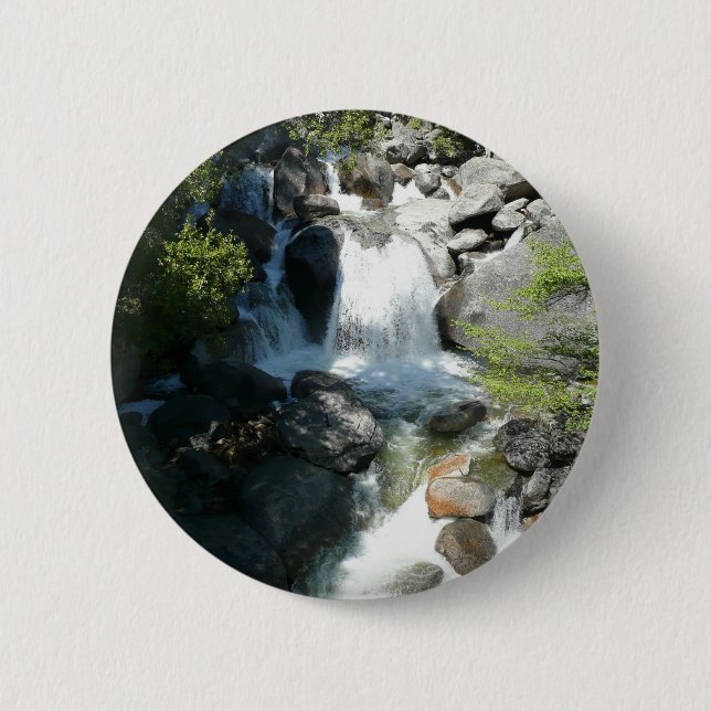 Badge Rond 5 Cm Cascade Falls dans le parc national de Yosemite (Devant)