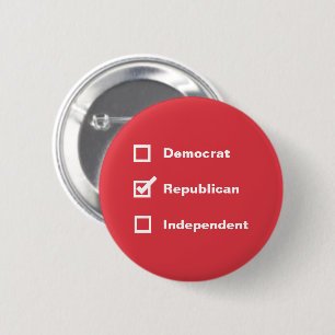Badge Rond 5 Cm Case à cocher électeur démocrate républicain indép