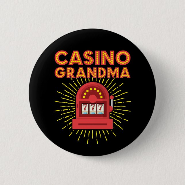 Badge Rond 5 Cm Casino Grand-mère Gambling Granny (Devant)