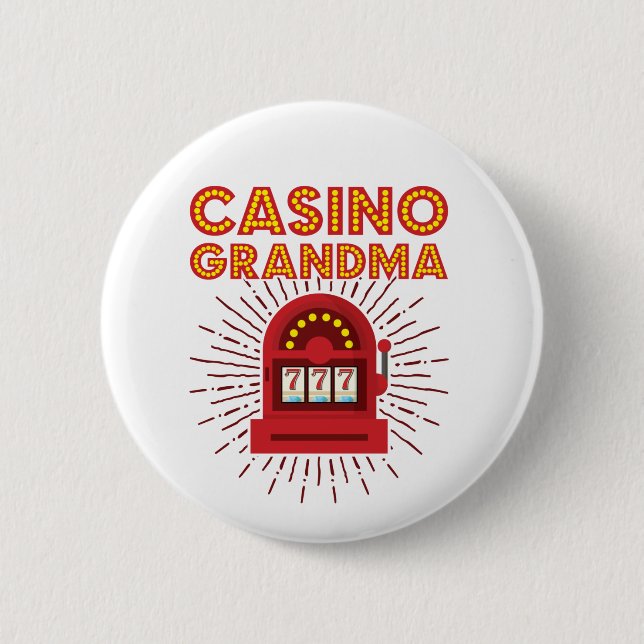 Badge Rond 5 Cm Casino Grand-mère Machine à fente Jeu Grand-mère (Devant)