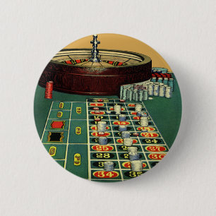 Badge Rond 5 Cm Casino vintage Roulette Table Jeu, Chips de jeu