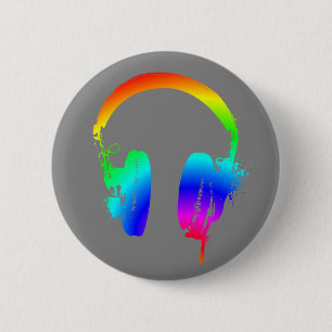 Badge Rond 5 Cm Casque Arc-en-ciel Graphique à stylo Bouton d'art