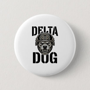 Badge Rond 5 Cm Casque Bulldog Delta Dog Design de gravure vintage