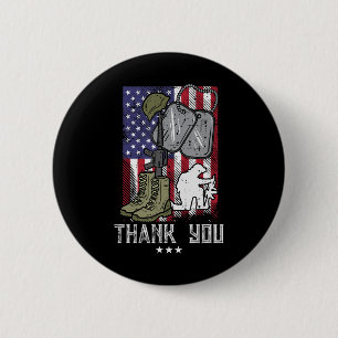 Badge Rond 5 Cm Casque d'arme à drapeau américain Tag Soldat Merci