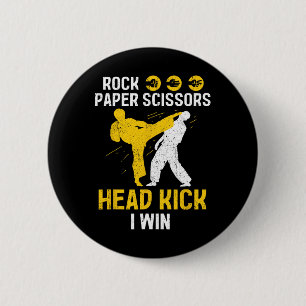 Badge Rond 5 Cm Casque de ciseaux de papier rock Victoire - Taekwo