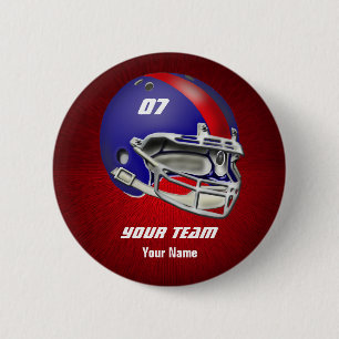 Badge Rond 5 Cm Casque de football de bleu royal et de rouge