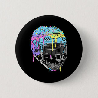 Badge Rond 5 Cm Casque de hockey sur glace pour garçons Crème glac