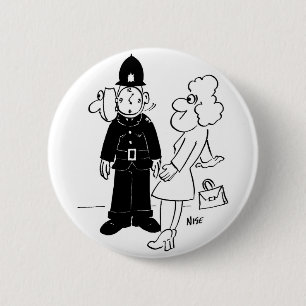 Badge Rond 5 Cm Casque de l'horloge du policier