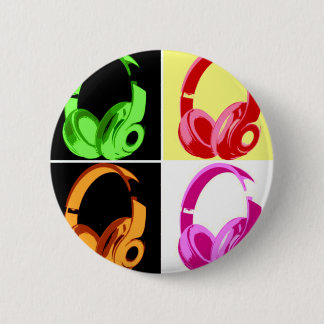 Badge Rond 5 Cm Casque de quatre couleurs Pop Art Tête Téléphone