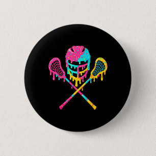 Badge Rond 5 Cm Casque Lacrosse Lâcheuse Casque Crème de glace Bât