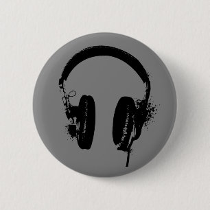 Badge Rond 5 Cm Casque Noir Crayon Graphique Bouton d'Art Bouton P