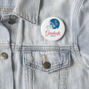 Badge Rond 5 Cm Casque Ole Miss Football   Bleu clair