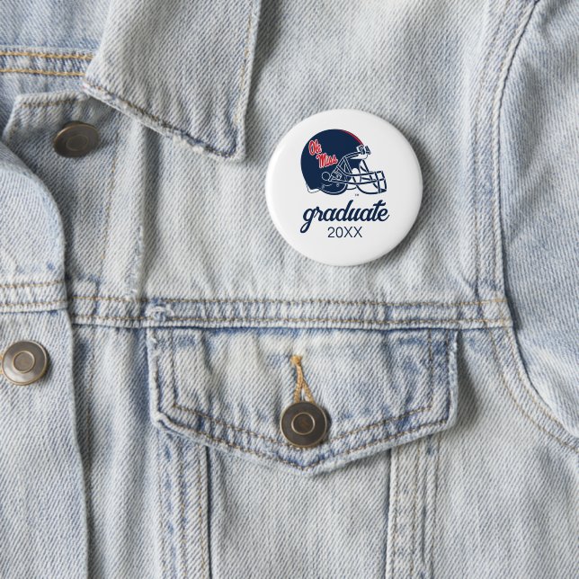 Badge Rond 5 Cm Casque Ole Miss Football | bleu foncé (En situation)
