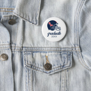Badge Rond 5 Cm Casque Ole Miss Football   bleu foncé