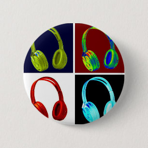 Badge Rond 5 Cm Casque Pop Art
