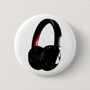 Badge Rond 5 Cm Casque Pop Art Head Téléphone