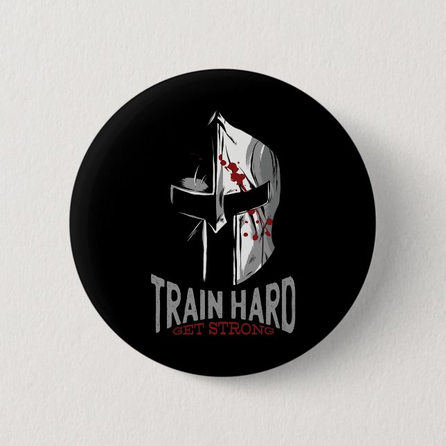Badge Rond 5 Cm Casque Spartan Sparta Gym Motivation Cadeau (Devant)