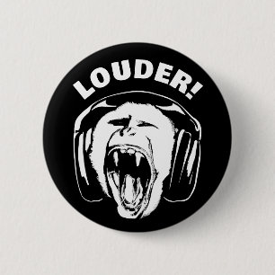 Badge Rond 5 Cm Casques Monkey Loud Music Lover