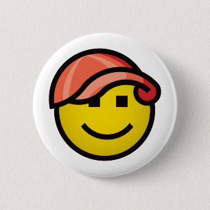 Badge Rond 5 Cm Casquette de baseball Smilie - rouge