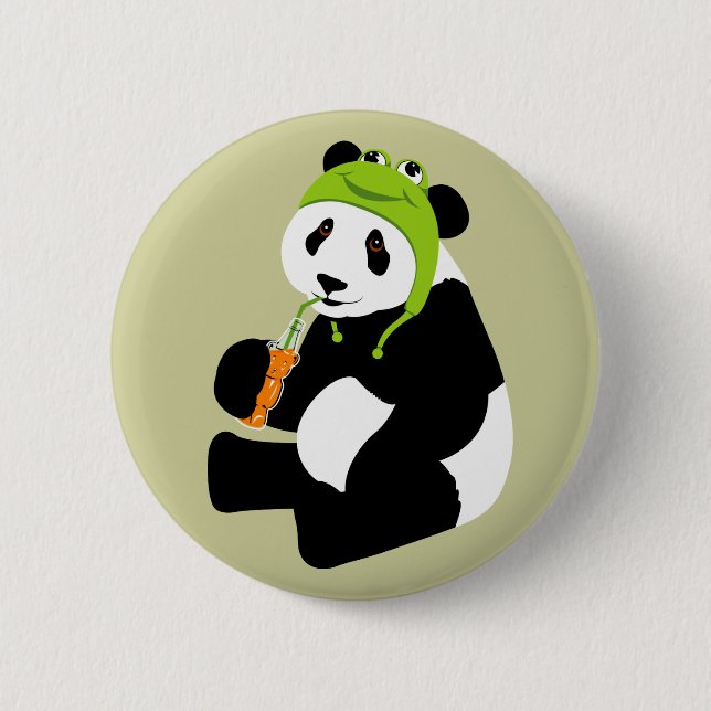 Badge Rond 5 Cm Casquette de grenouille de panda (Devant)