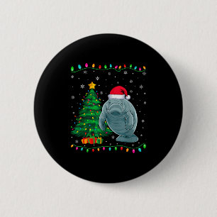 Badge Rond 5 Cm Casquette de Noël Manatee Hommes Femmes Enfants Sa