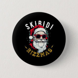 Badge Rond 5 Cm Casquette de Noël Rétro Skibidi Rizzmas Santa Chou
