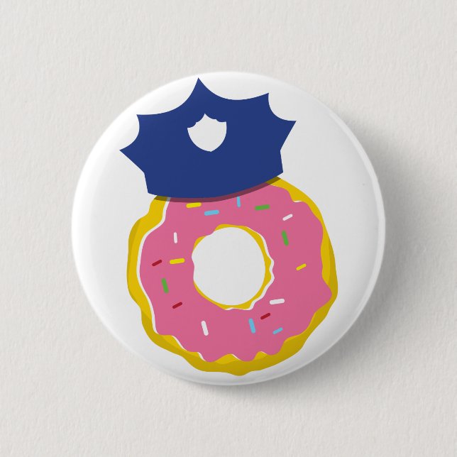 Badge Rond 5 Cm casquette de policiers de beignet (Devant)