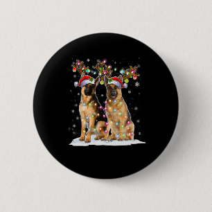 Badge Rond 5 Cm Casquette de rennes malinois belge Père Noël Chris