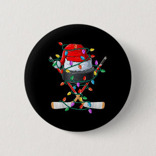 Badge Rond 5 Cm Casquette de sport de Noël Hockey Xmas Santa Ll En