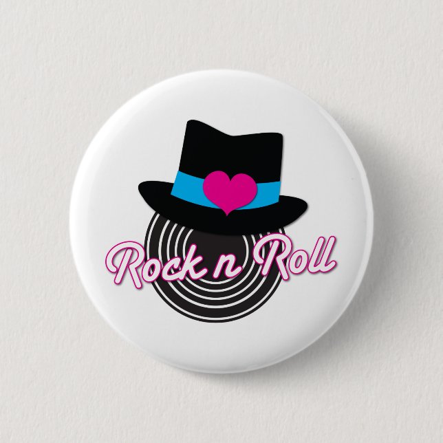 Badge Rond 5 Cm Casquette Rock n Roll (Devant)