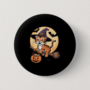 Badge Rond 5 Cm Casquette sorcière Tiger Citrouille Costume d'Hall