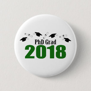 Badge Rond 5 Cm Casquettes du diplômé 2018 de PhD et diplômes
