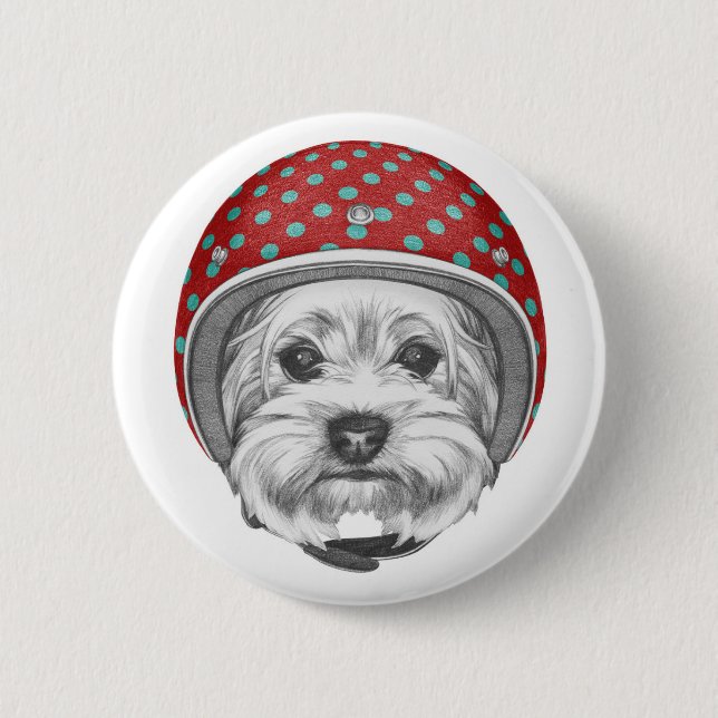 Badge Rond 5 Cm Casse-cou de Yorkshire Terrier (Devant)