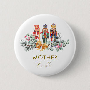 Badge Rond 5 Cm Casse-Noisette d'Hiver Baby Shower pour Future Mam