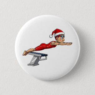 Badge Rond 5 Cm Casse-Noisette Nageur Vacances de Natation Athléti