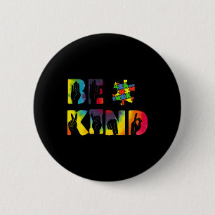 Badge Rond 5 Cm Casse-tête de langue des signes de la main Soyez G